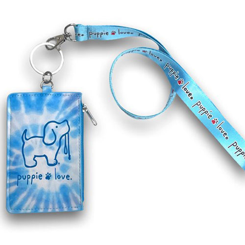 Puppie Love Zip ID Lanyard - Wildflower Tie Dye Pup