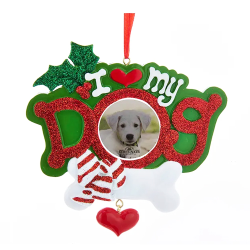 I Heart My Dog Photo Frame Ornament