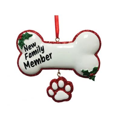 New Family Dog Bone Ornament