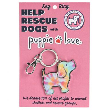Puppie Love Keychain - Tye Dye Pup