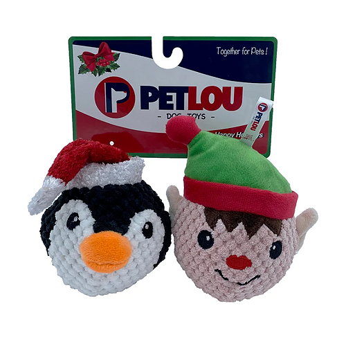 Pet Lou - 4" EZ Squeaky Ball - Penguin & Elf