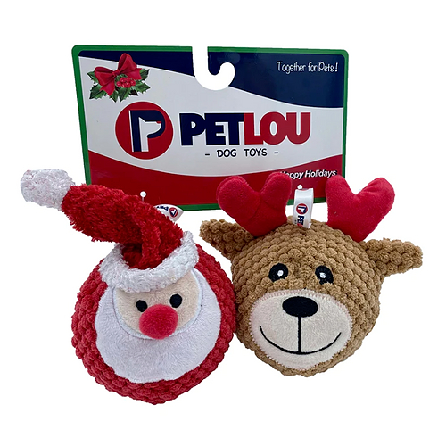 Pet Lou - 4" EZ Squeaky Ball - Santa & Reindeer - OUT OF STOCK