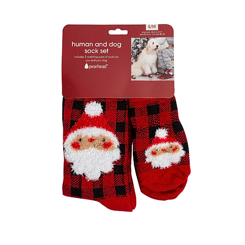 Pearhead - Human & Dog Sock Set - Buffalo Plaid