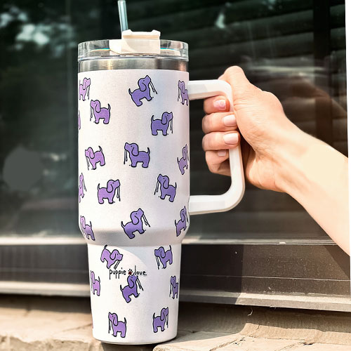 Home I'll Be Watching You Pup 40oz Stainless Steel Tumbler with Straw