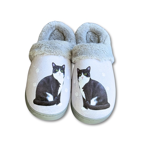 Breed Snugg Slippers - Black & White Cat