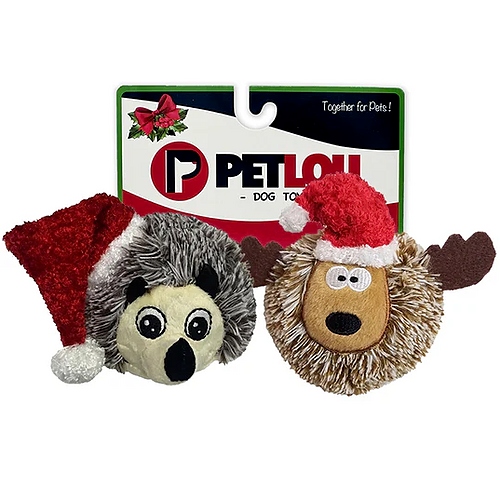 Pet Lou - EZ Ball - Hedgehog & Reindeer - 2pk